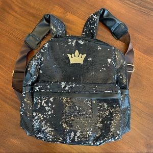Black Sequin Crown Backpack NWOT